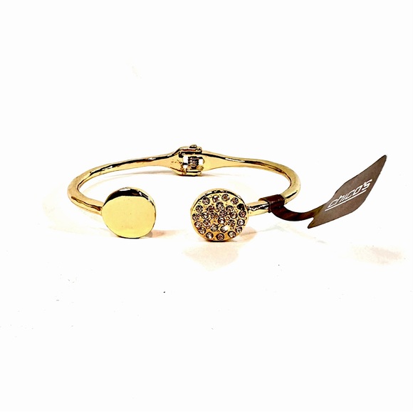 CHICO’S Pave Accent Gold Bangle Bracelet | NWT - Picture 2 of 4